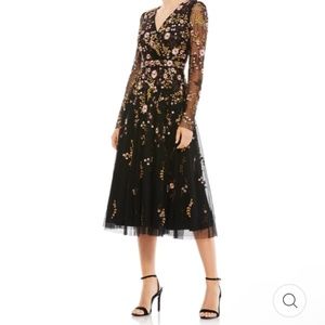 Mac Duggal Floral Embroidered A-line Cocktail Dress